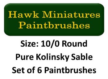 Kolinsky Sable Paintbrush Set Size 10/0 (Set of 6 Rounds)