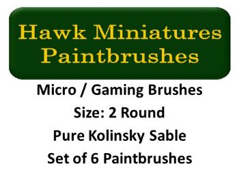 Micro Gaming Paintbrush Set Size 2 (Set of 6 Rounds)