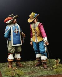 The new blade, Musketeers of the Guard, 1622 a pair of 75mm figure fine scale model kit produced by Hawk Miniatures