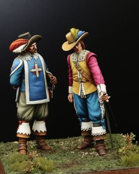 The new blade, Musketeers of the Guard, 1622 a pair of 75mm figure fine scale model kit produced by Hawk Miniatures